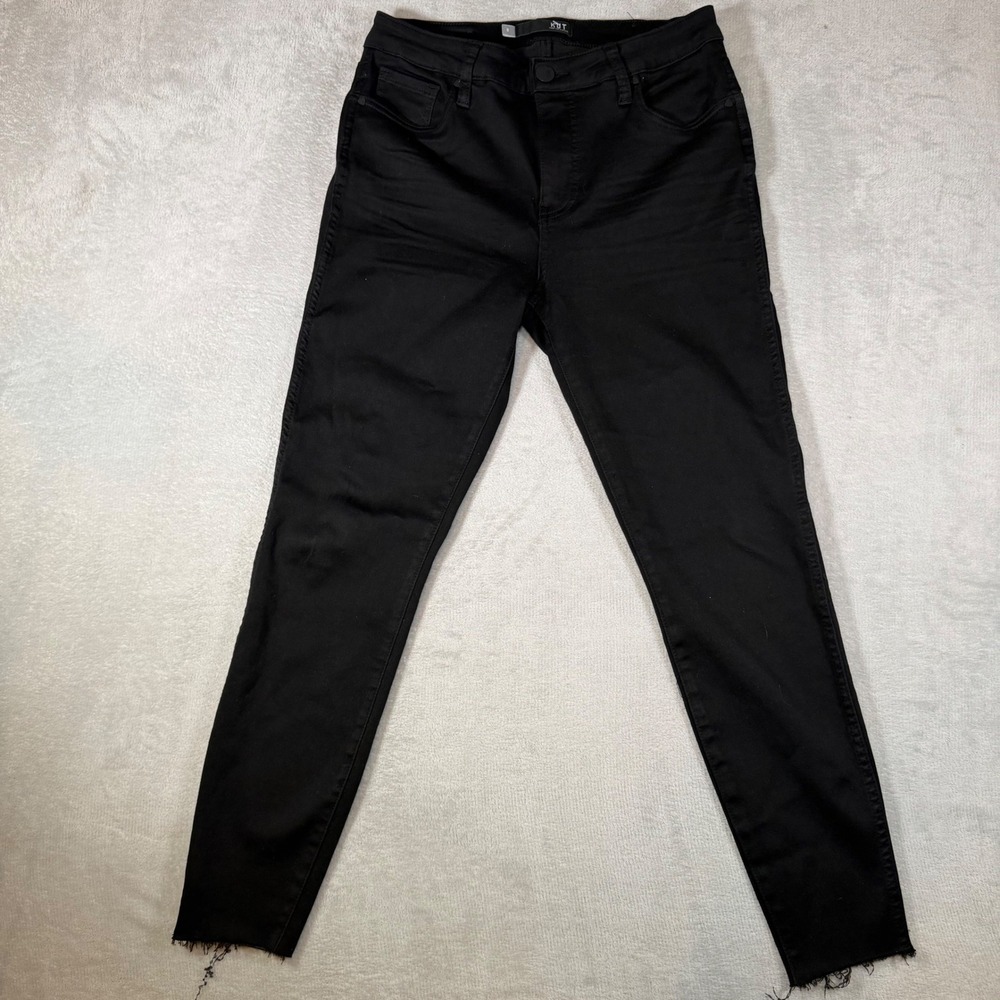 KUT from the Kloth Donna High Rise Fab Ab Ankle Skinny Black Jeans RawHem Size 8